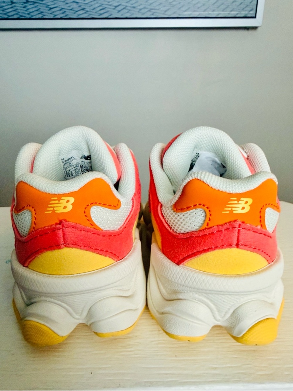 New Balance 9060 Fluorescent Orange Red TD IV9060FL Toddler Sneakers - Picture 8 of 10
